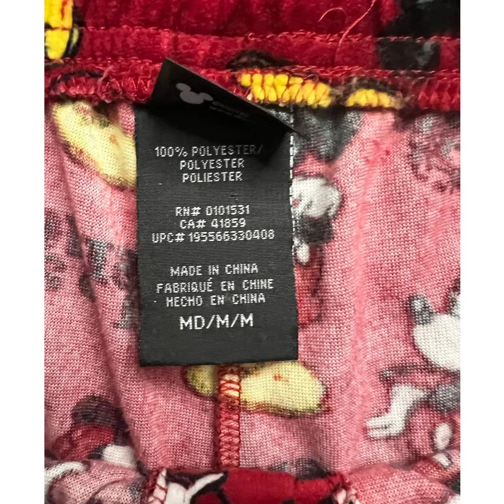 Disney Pajama Lounge Pants Size M Red Micky Minnie Mouse Print - Picture 4 of 6